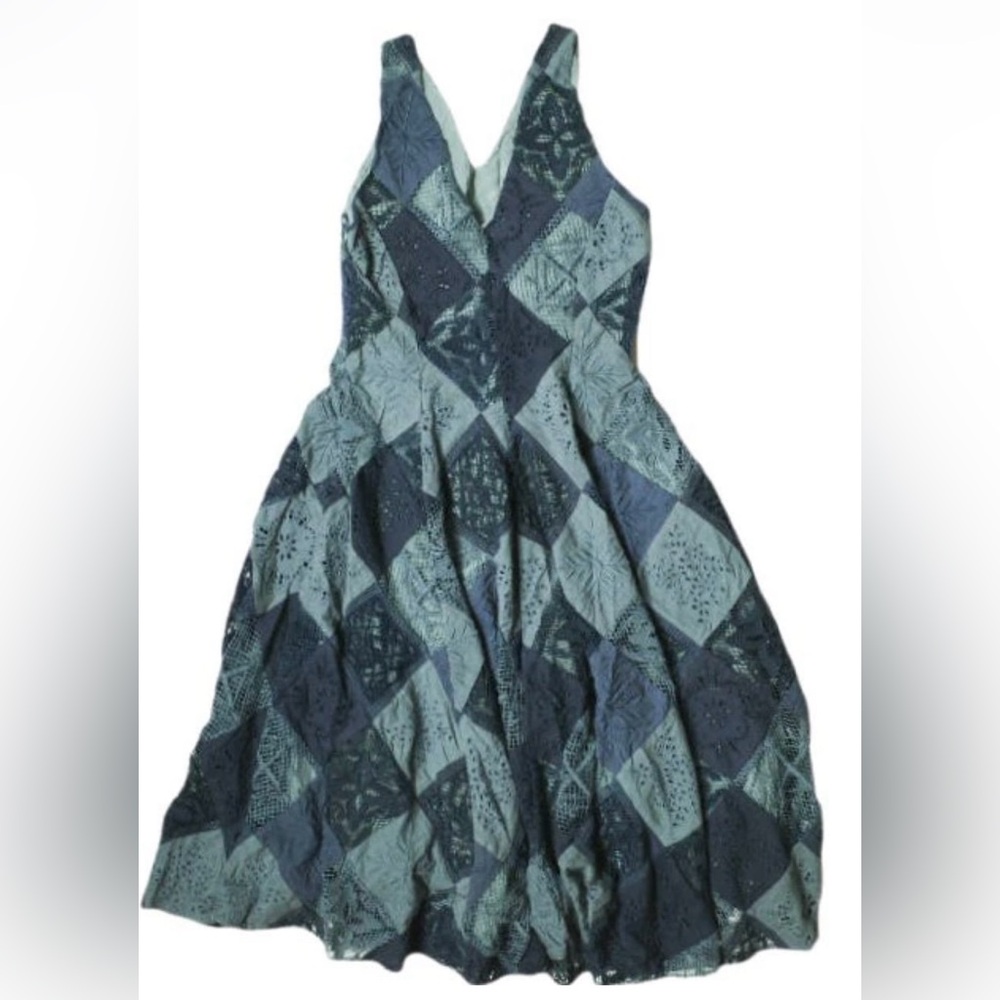 Ralph Lauren’s double RL patchwork, sleeveless dress polyester- cotton blend